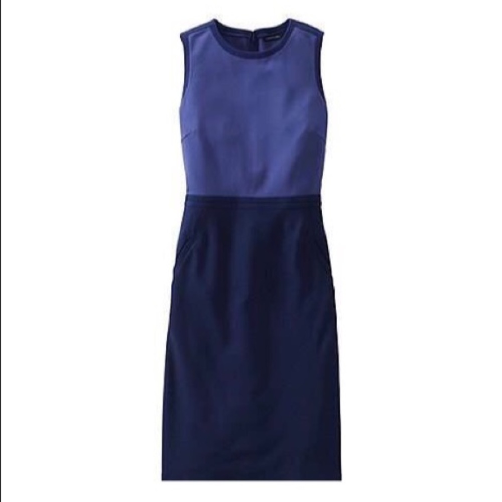 LANDS END COLOR BLOCK BLUE DRESS